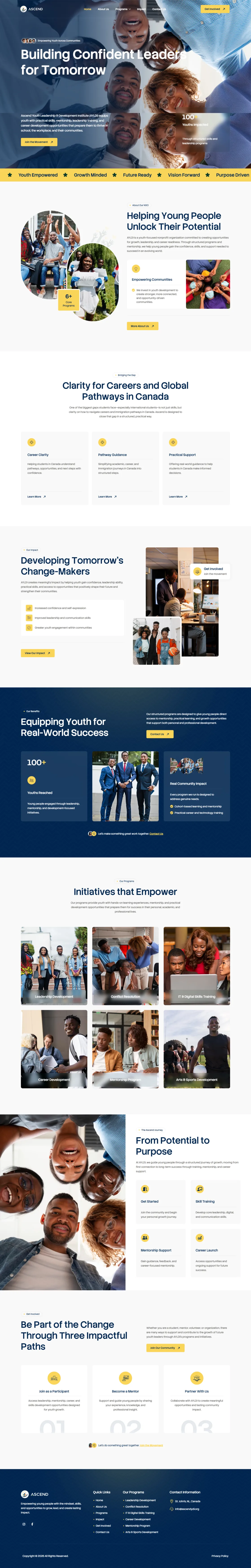 Ascend YDI nonprofit website homepage design
