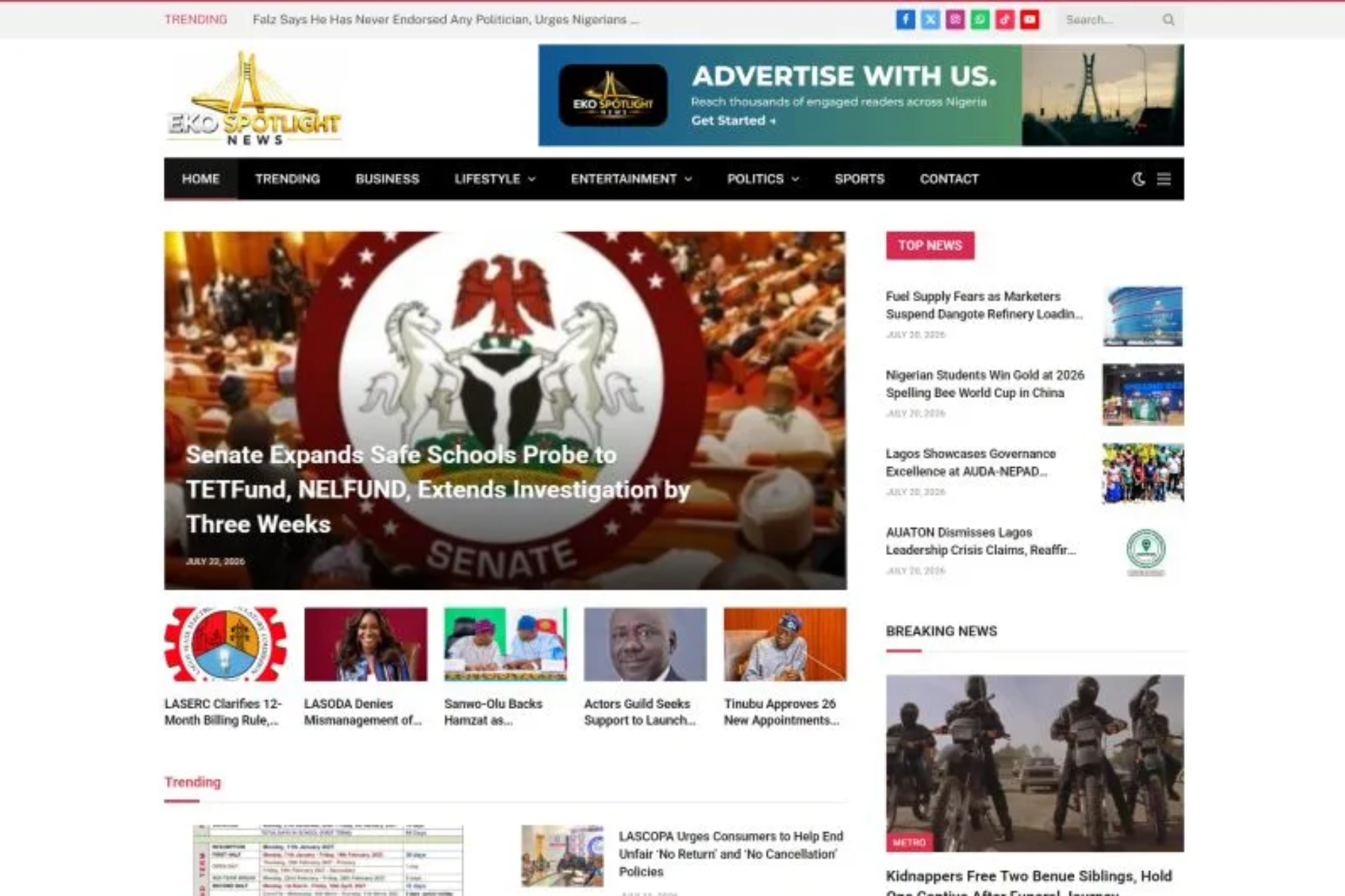 Eko Spotlight News WordPress website