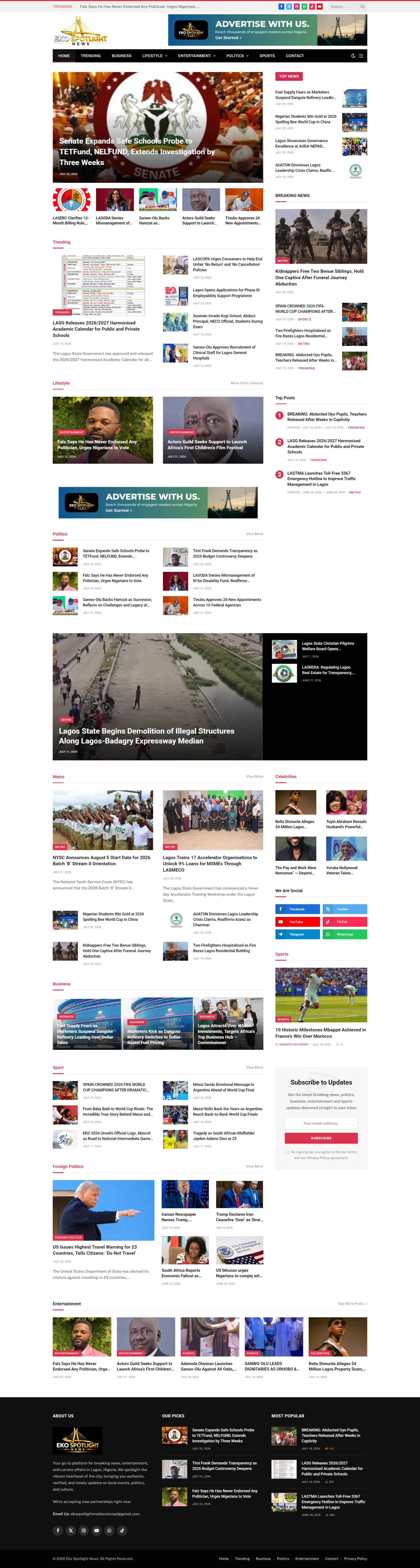 Eko Spotlight News WordPress website full page